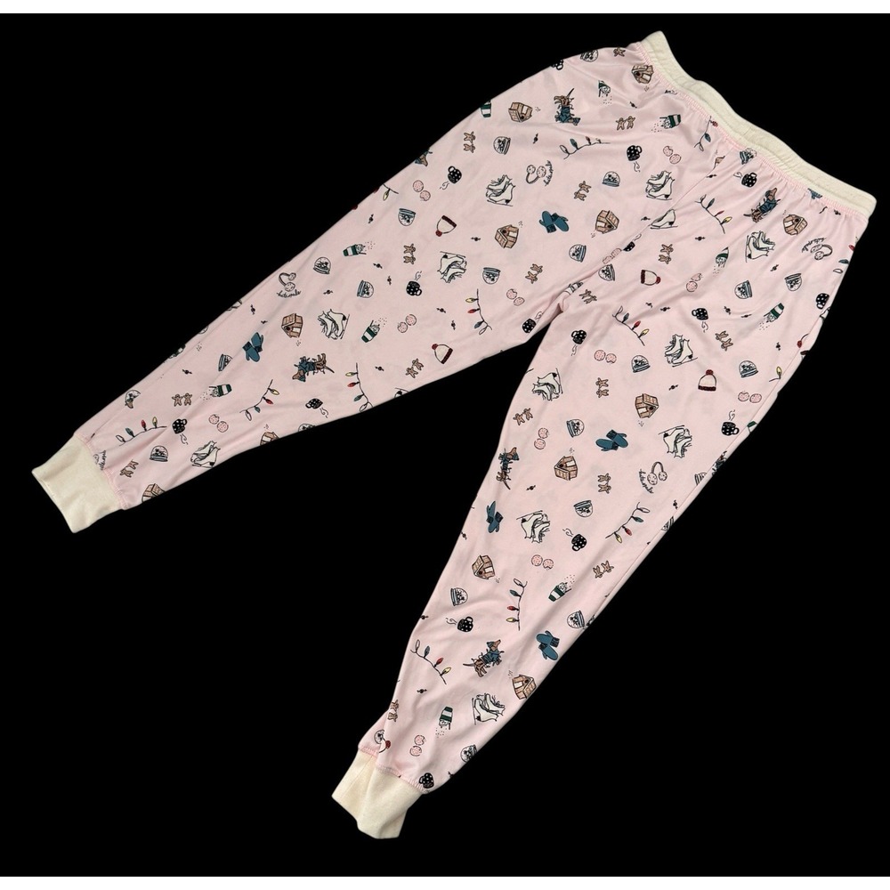 KATE SPADE Women Pajama Pant Set S Jersey Blush Pink HOLIDAY Dachshund Henley - Picture 10 of 12